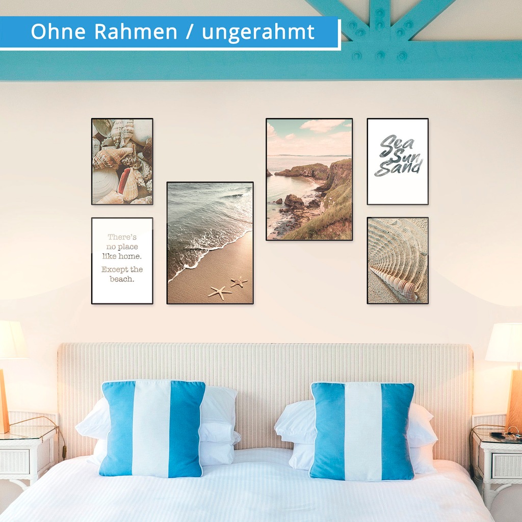 Artland Poster »Urlaubsgefühle«, Strand, (6 St.), Poster, Wandbild, Bild, W günstig online kaufen