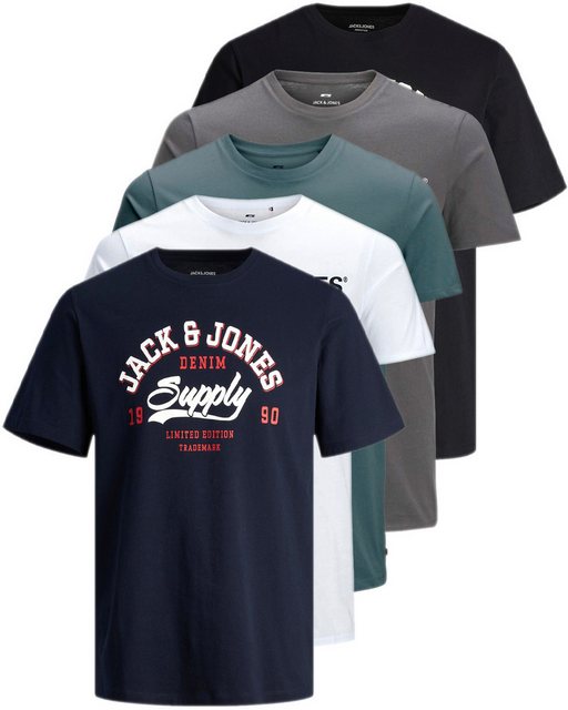 Jack & Jones Print-Shirt (Spar Set, 5er-Pack) T-Shirts mit Aufdruck aus Bau günstig online kaufen