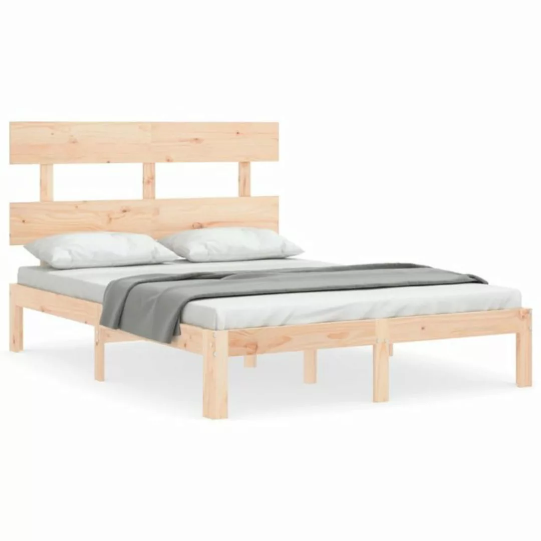 vidaXL Bettgestell Massivholzbett mit Kopfteil 140x190 cm Bett Bettgestell günstig online kaufen