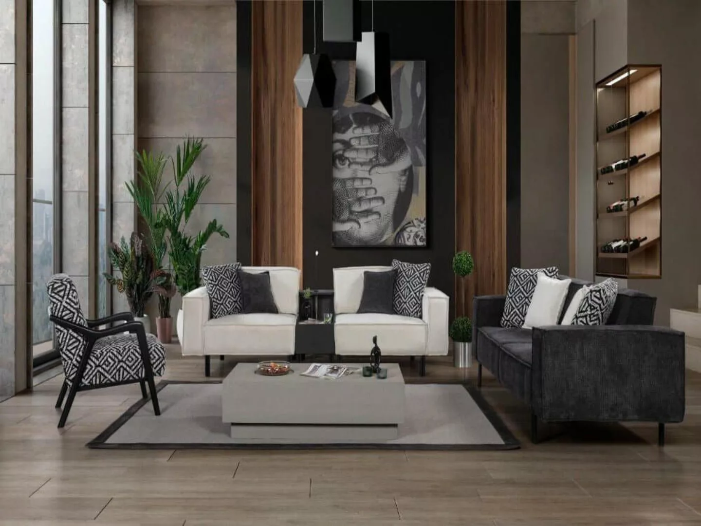 Nobelaa Sofa Sitzgruppe/Sofa Set - Wohnzimmergarnitur "Lotus" 3+3+1 + Mitte günstig online kaufen