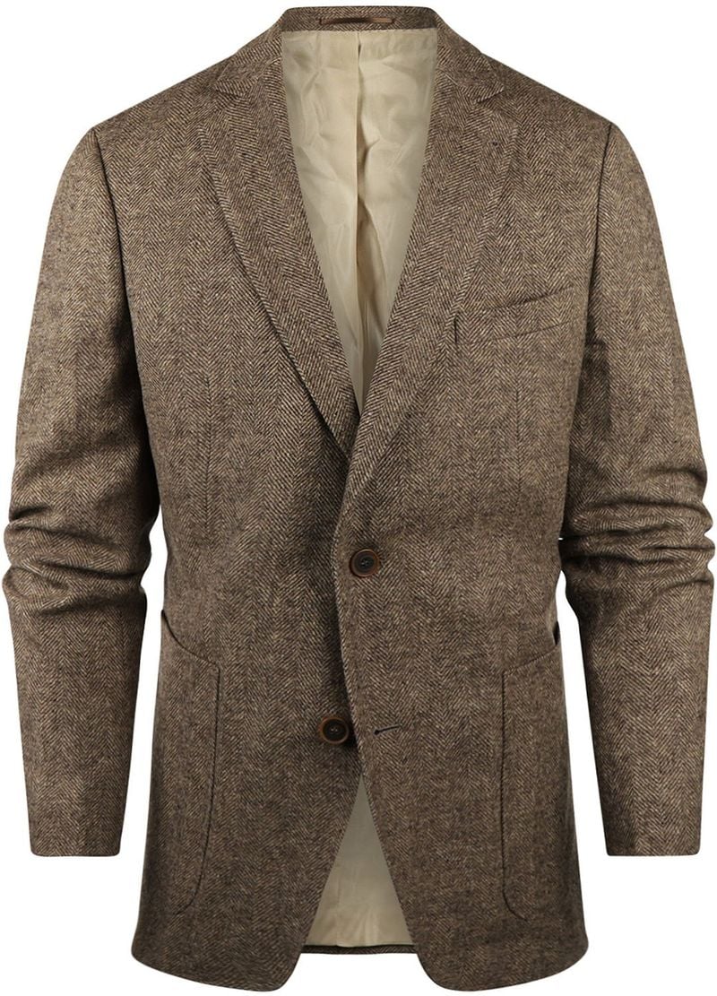 Steppin' Out Blazer Lamwolle Herringbone Braun - Größe 54 günstig online kaufen