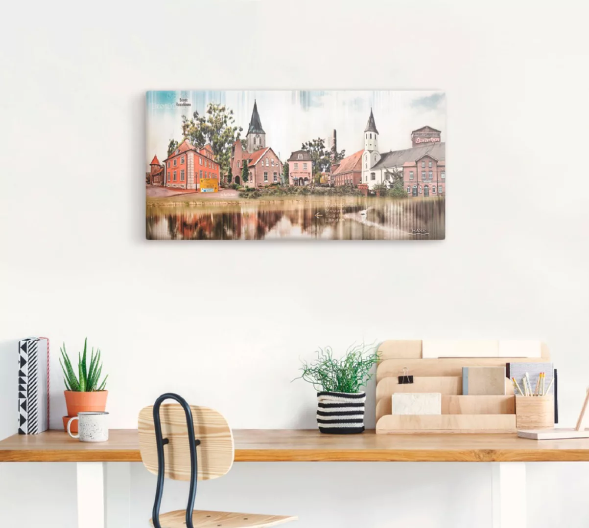 Artland Leinwandbild "Haselünne Stadtansicht Collage Emsland", Deutschland, günstig online kaufen