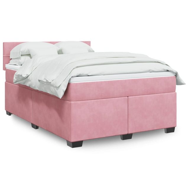 vidaXL Boxspringbett, Boxspringbett mit Matratze Rosa 160x200 cm Samt günstig online kaufen