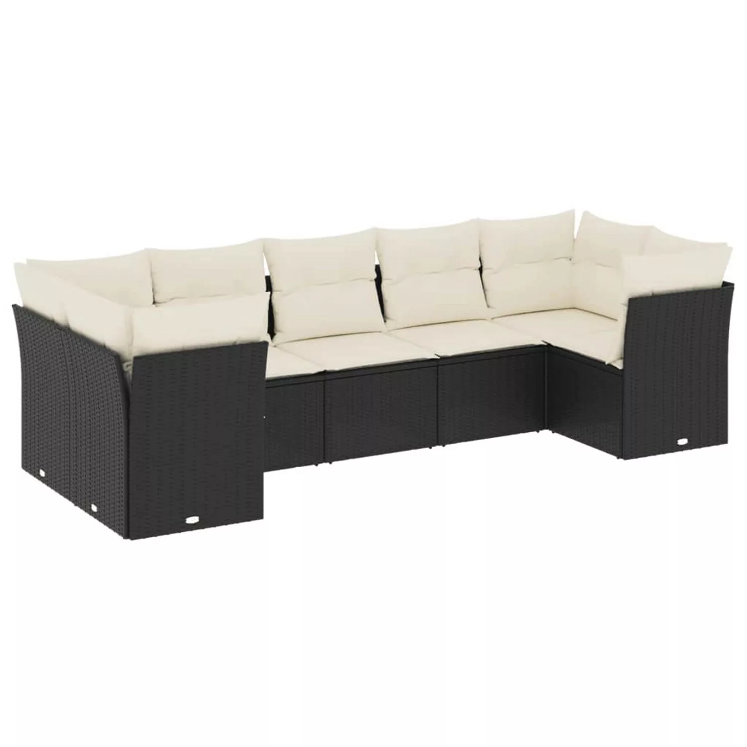 vidaXL 7-tlg Garten-Sofagarnitur mit Kissen Schwarz Poly Rattan Modell 17 günstig online kaufen