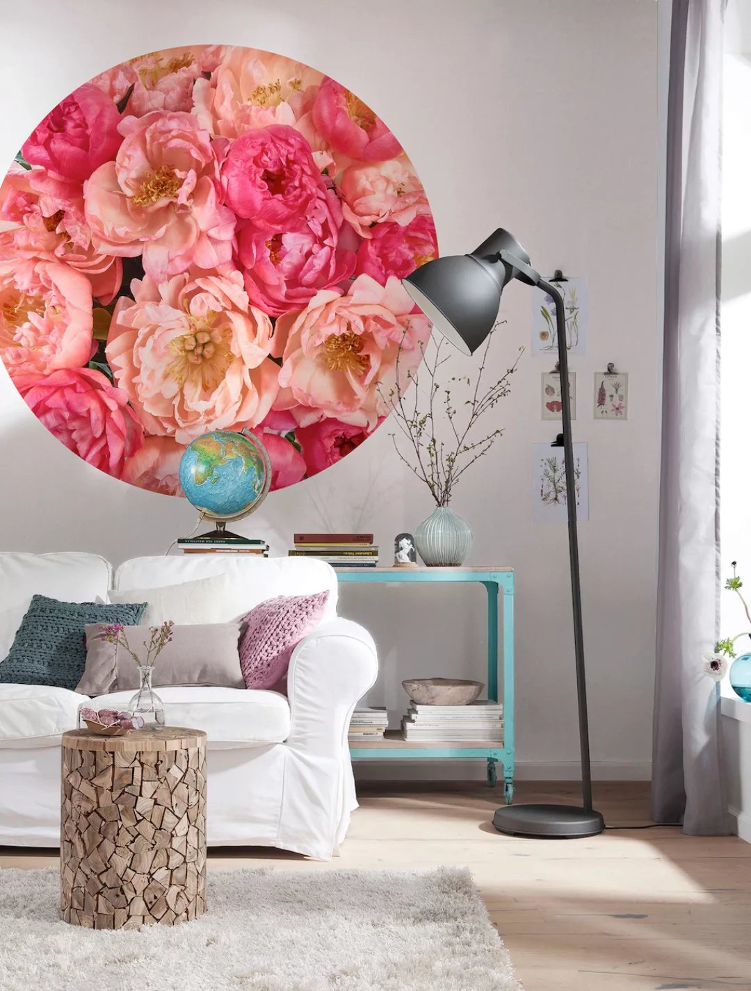 Sanders & Sanders Selbstklebende Runde Tapete Blumen Rosa Ø 125 cm 611805 günstig online kaufen