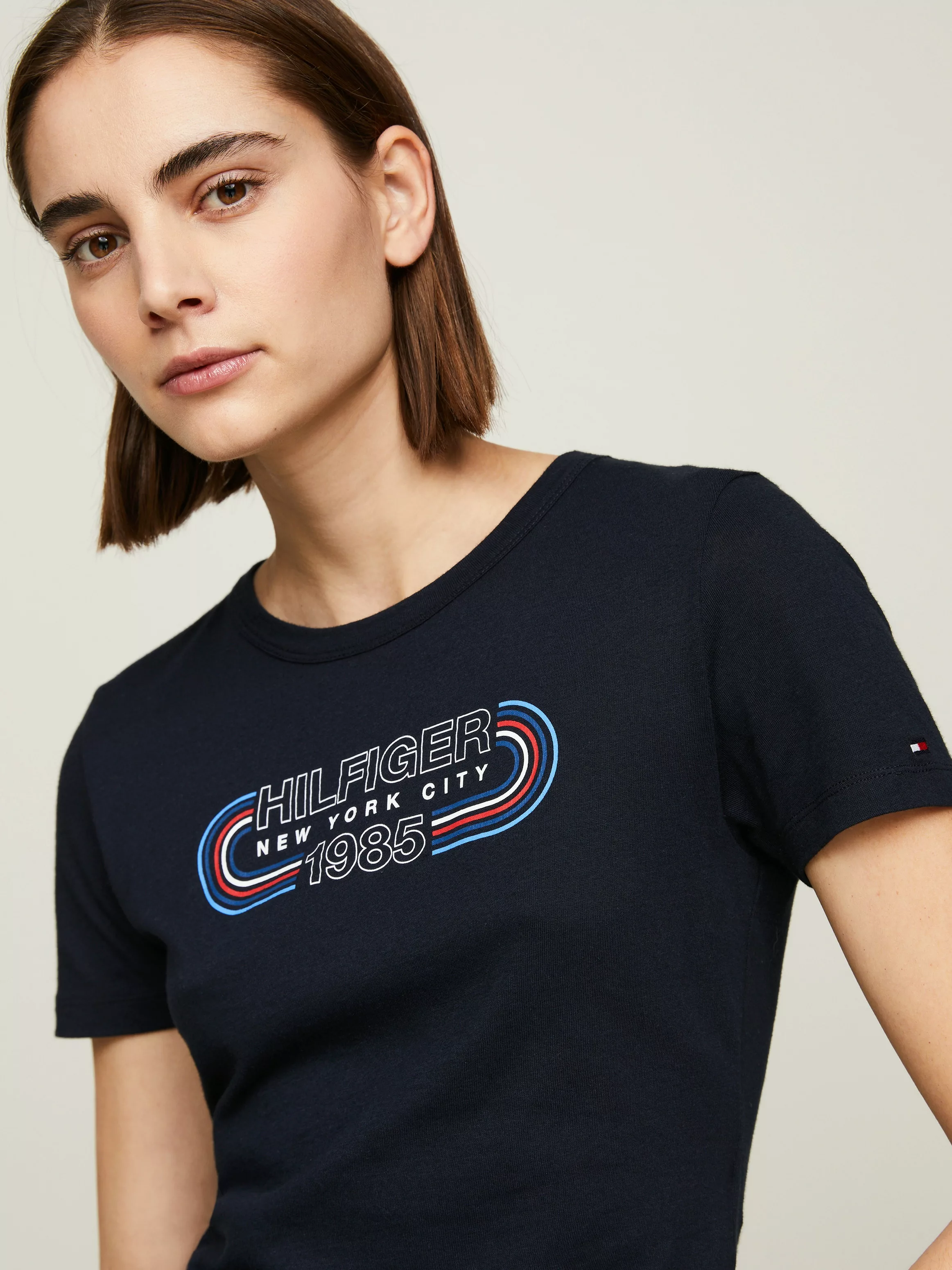 Tommy Hilfiger T-Shirt "SLIM TRACK HILFIGER C-NK SS", mit Logoschriftzug günstig online kaufen