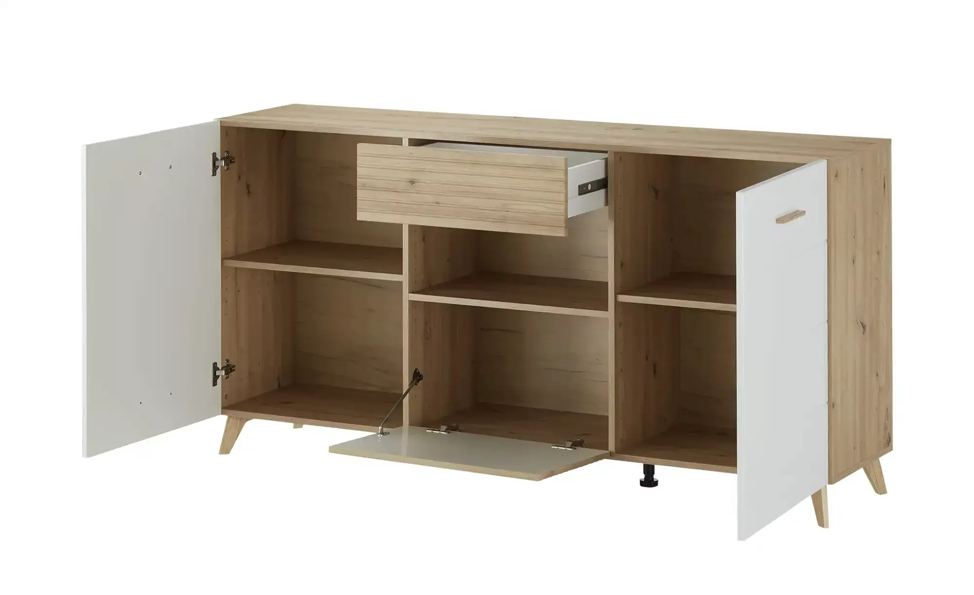 Sideboard mit 3 Türen, 1 Schublade & 1 Regalfach - MDF- Holzfarben hell & W günstig online kaufen