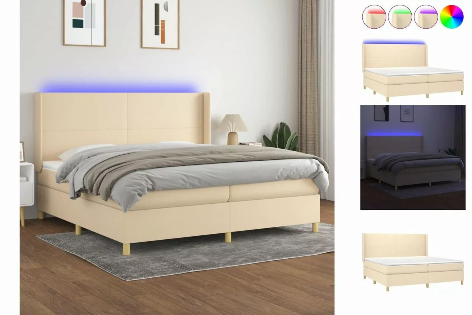 vidaXL Boxspringbett Bett Boxspringbett mit Matratze und LED Stoff (200 x 2 günstig online kaufen