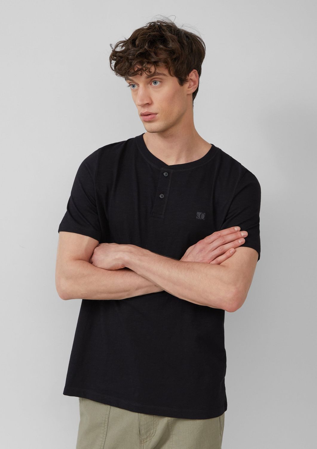 s.Oliver T-Shirt T-Shirt Henley-Ausschnitt, kurzarm, Flammgarn günstig online kaufen