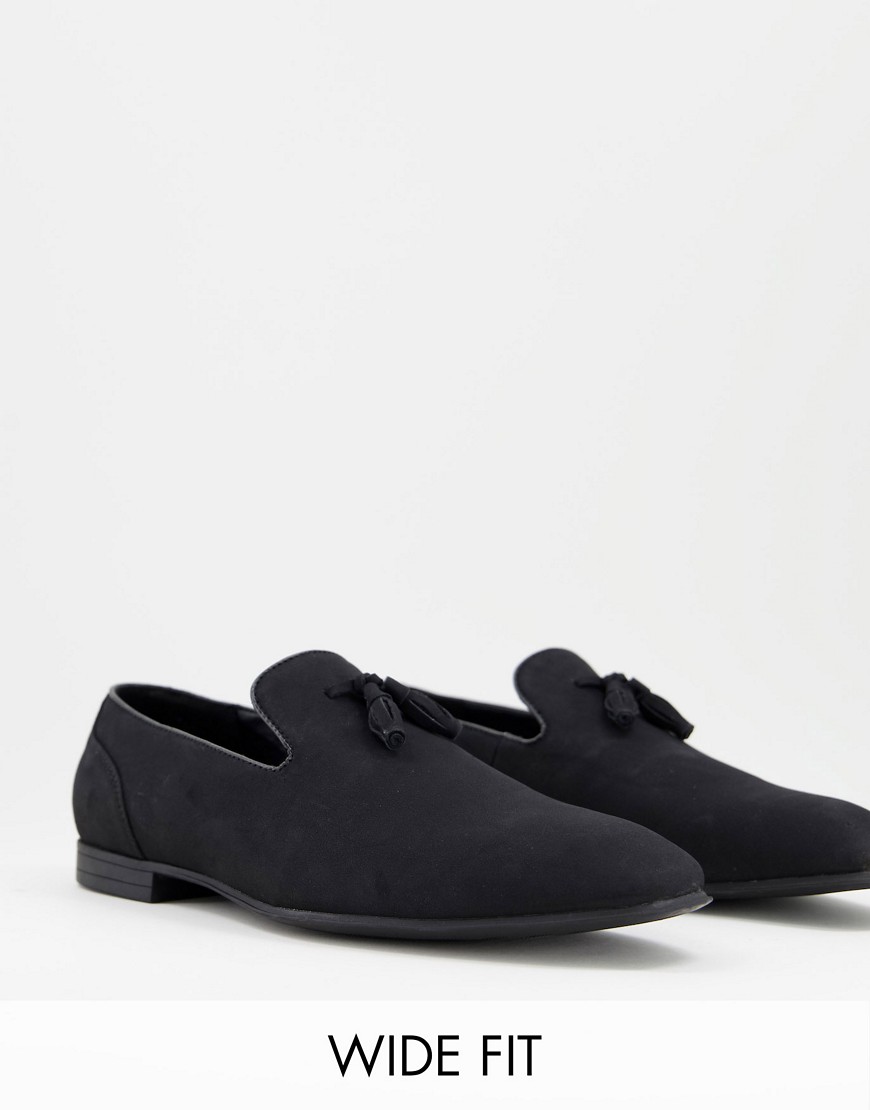 ASOS DESIGN – Tasselloafer aus schwarzem Wildlederimitat günstig online kaufen