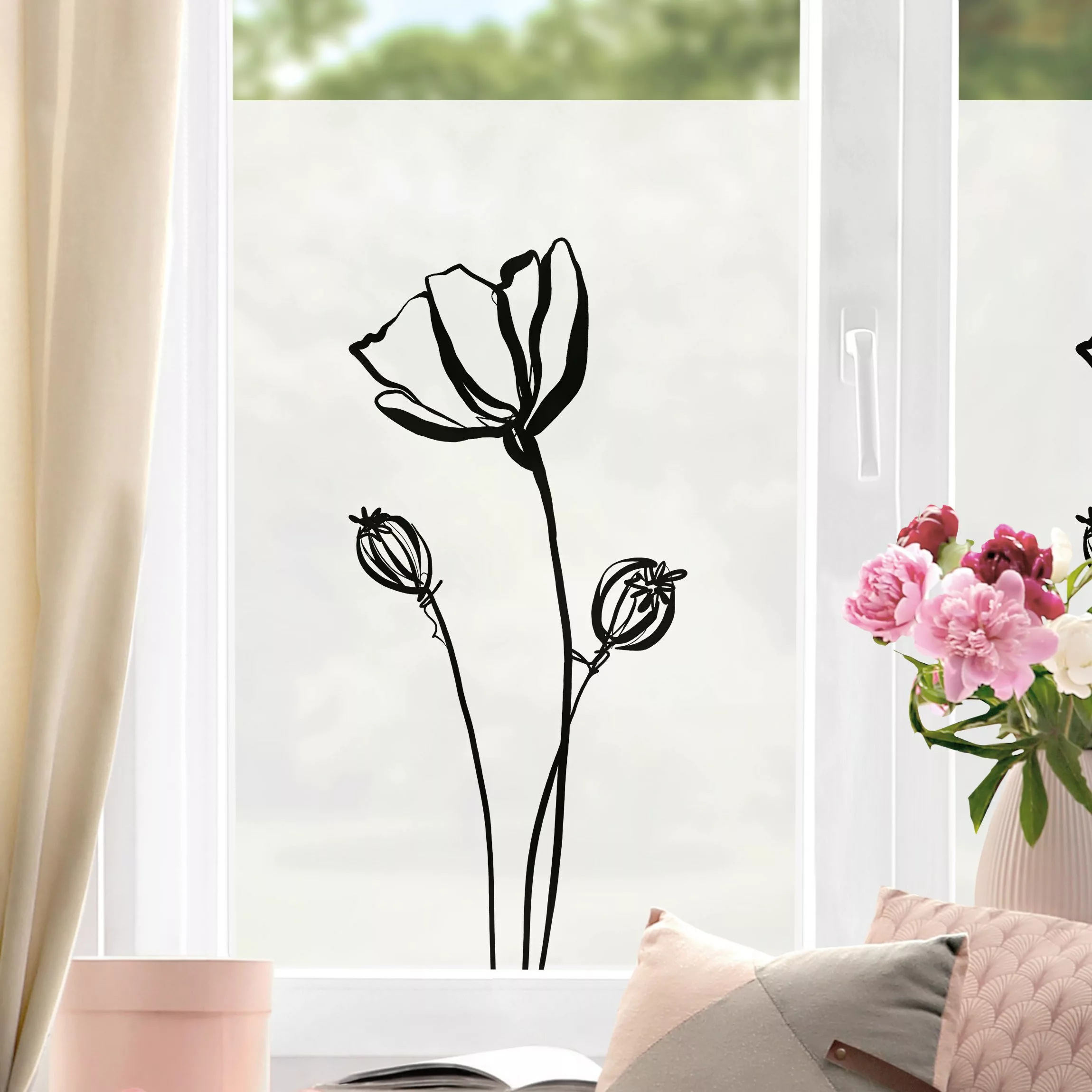 Fensterfolie Mohn Illustration II günstig online kaufen