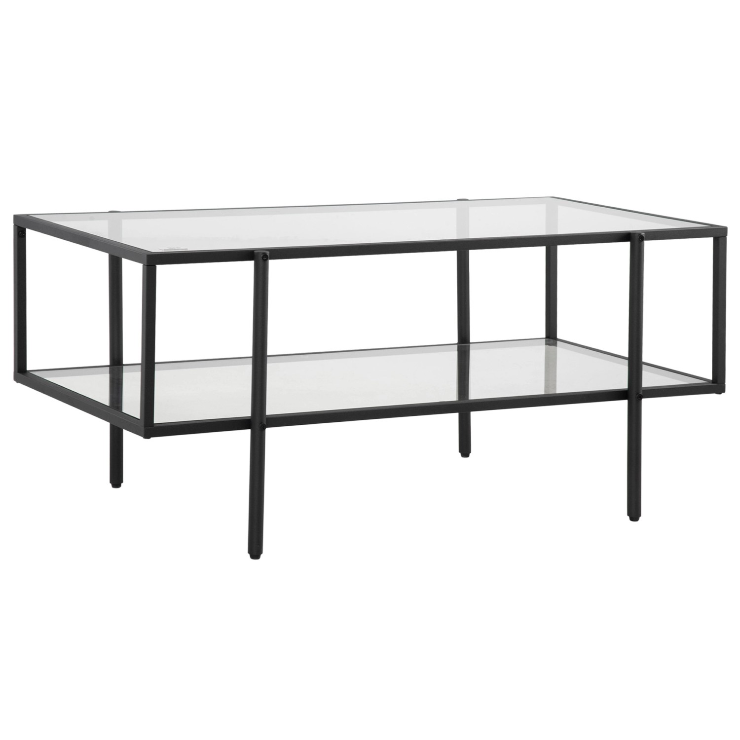 HOMCOM Beistelltisch mit Verstellbaren Füßen Hartglas Schwarz 100 x 55 x 45 günstig online kaufen