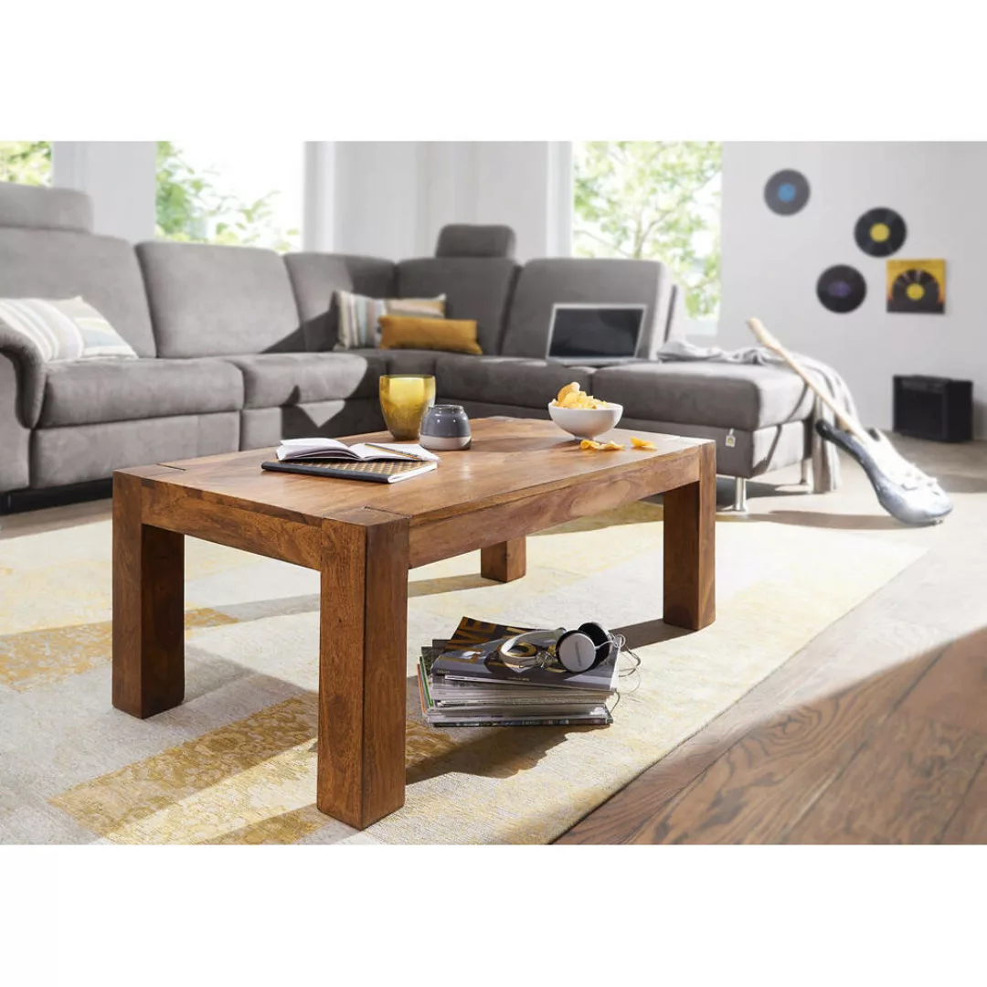 Couchtisch Massiv-Holz Sheesham 110cm dunkel-braun Landhaus-Stil B/H/T ca. günstig online kaufen