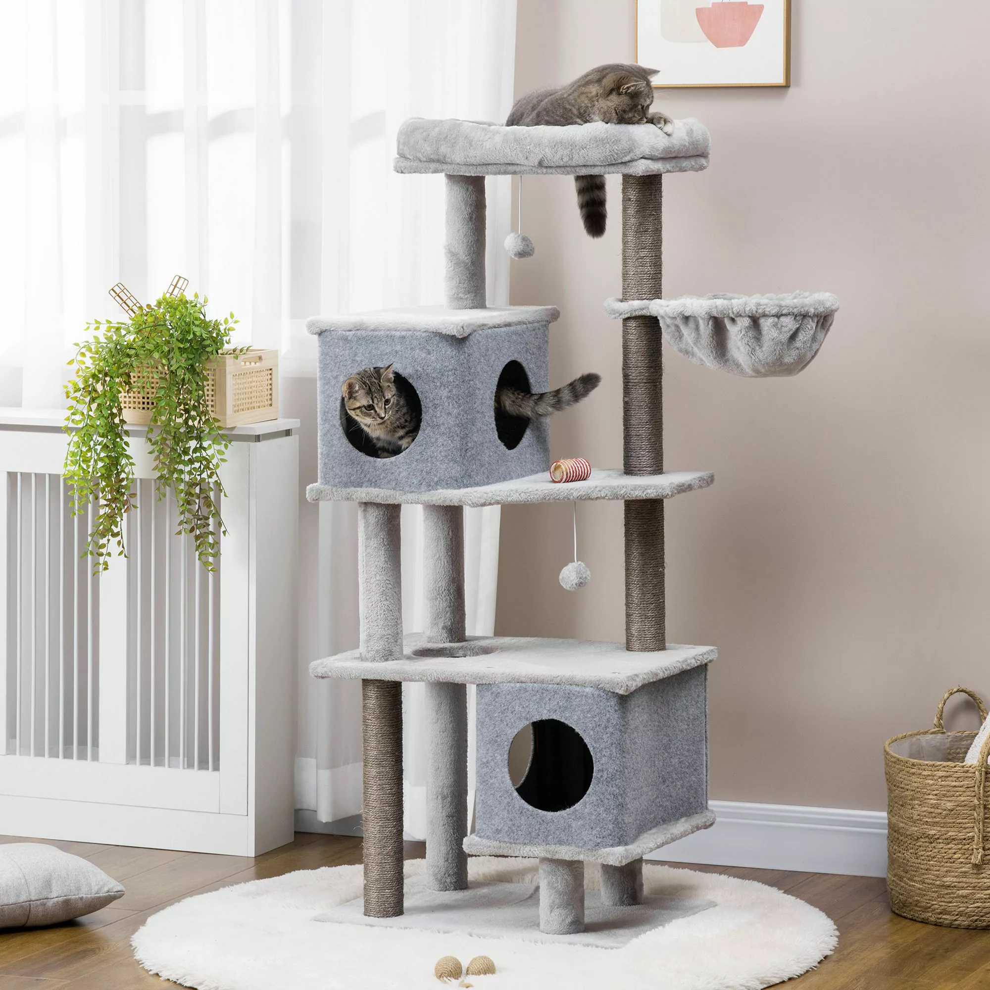 PawHut Kratzbaum  142H cm Katzenbaum mit Katzenhöhlen & Plattformen, Sisals günstig online kaufen