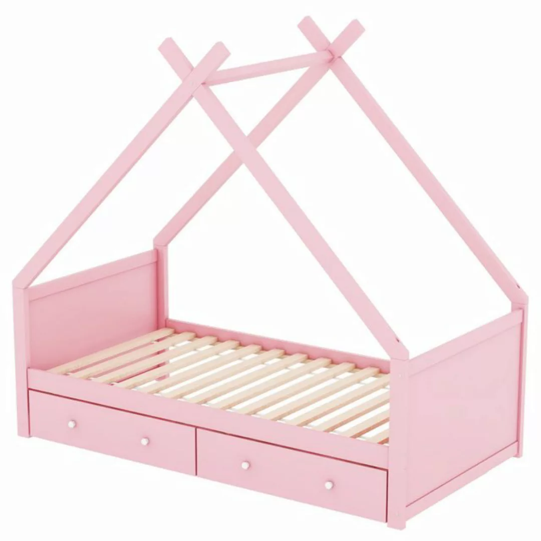 Rutaqian Einzelbett Kinderbett Hausbett Bodenbett Flachbett, Hausform, 90x2 günstig online kaufen