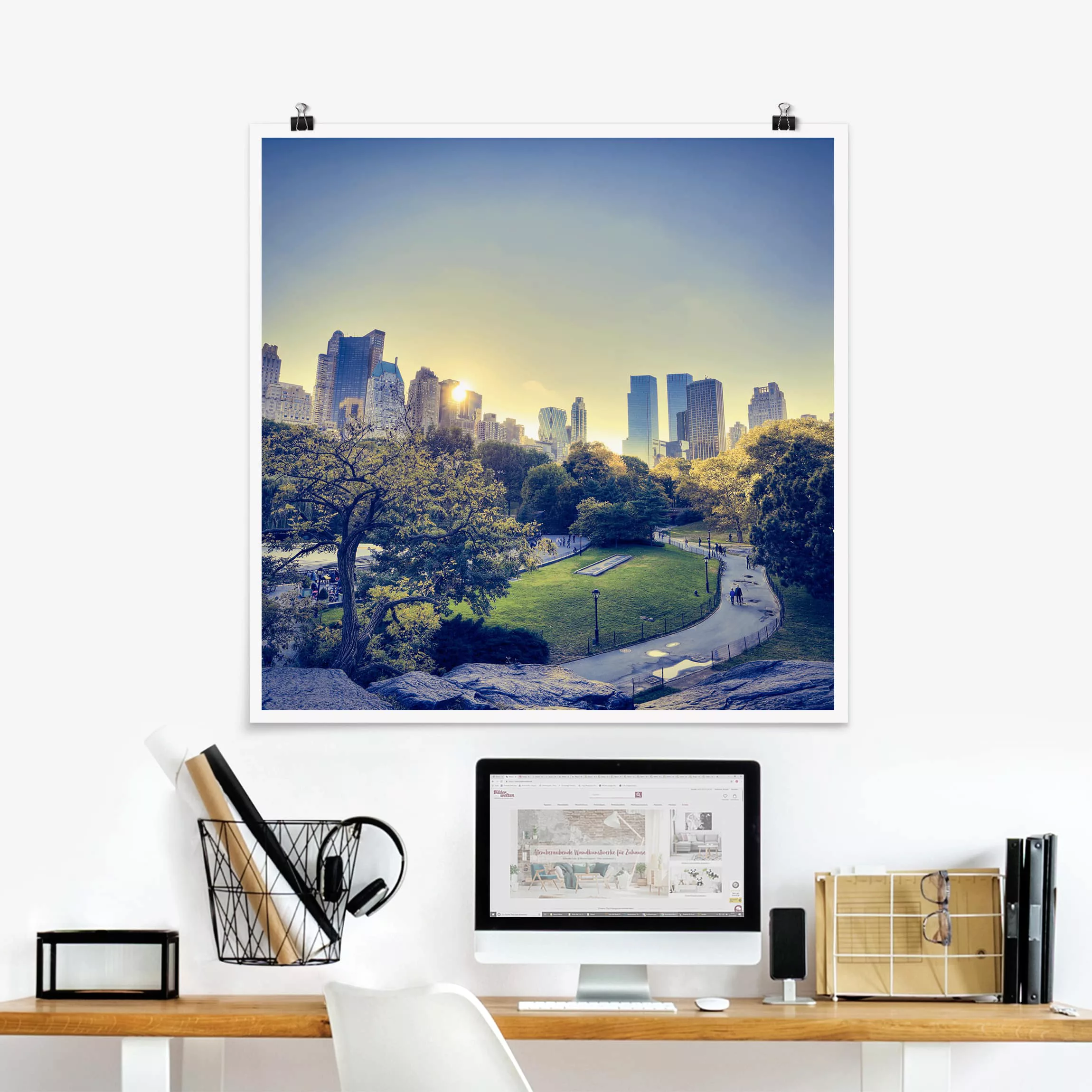 Poster Architektur & Skyline - Quadrat Peaceful Central Park günstig online kaufen