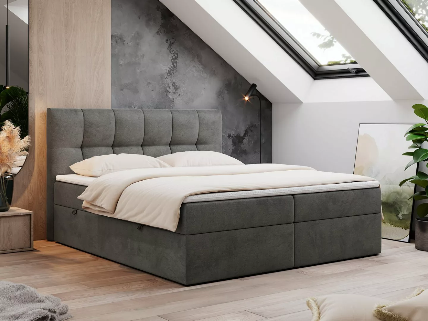 MKS MÖBEL Boxspringbett ROMA, mit Bettkasten, Doppelbett mit Multipocket-Ma günstig online kaufen