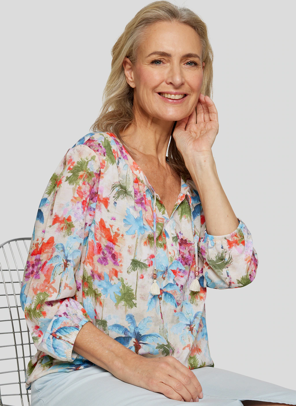 Rabe Druckbluse, im Tunika-Stil und mit floralem Muster günstig online kaufen