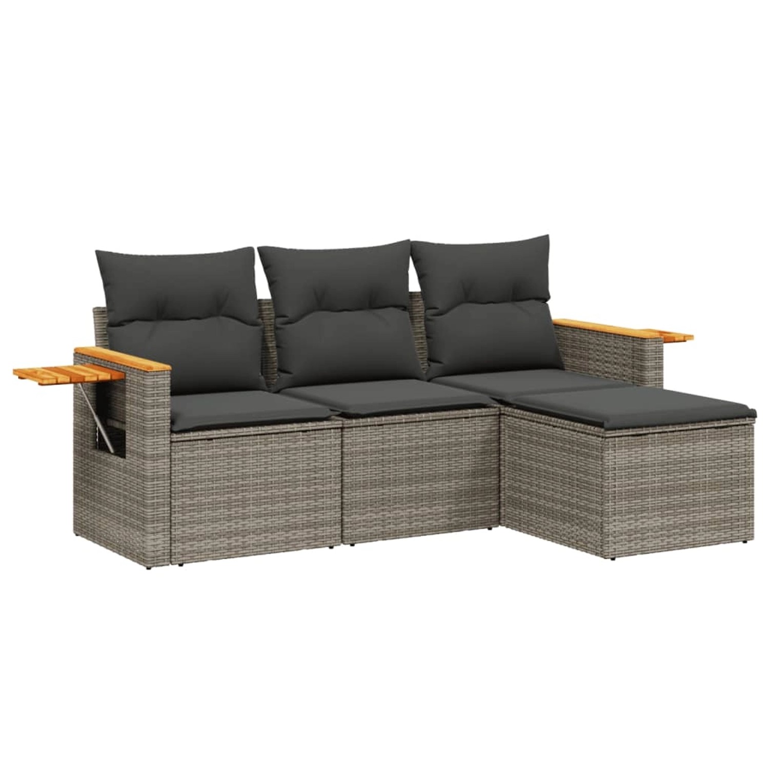 vidaXL 4-Tlg Garten-Sofagarnitur mit Kissen Grau Poly Rattan 3226746 günstig online kaufen