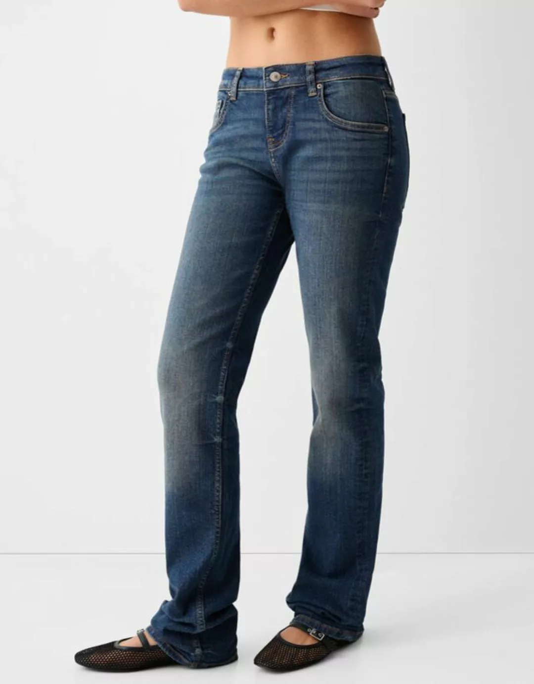 Bershka Jeans Im Straight-Fit Mit Tiefem Bund Damen 36 Blau günstig online kaufen