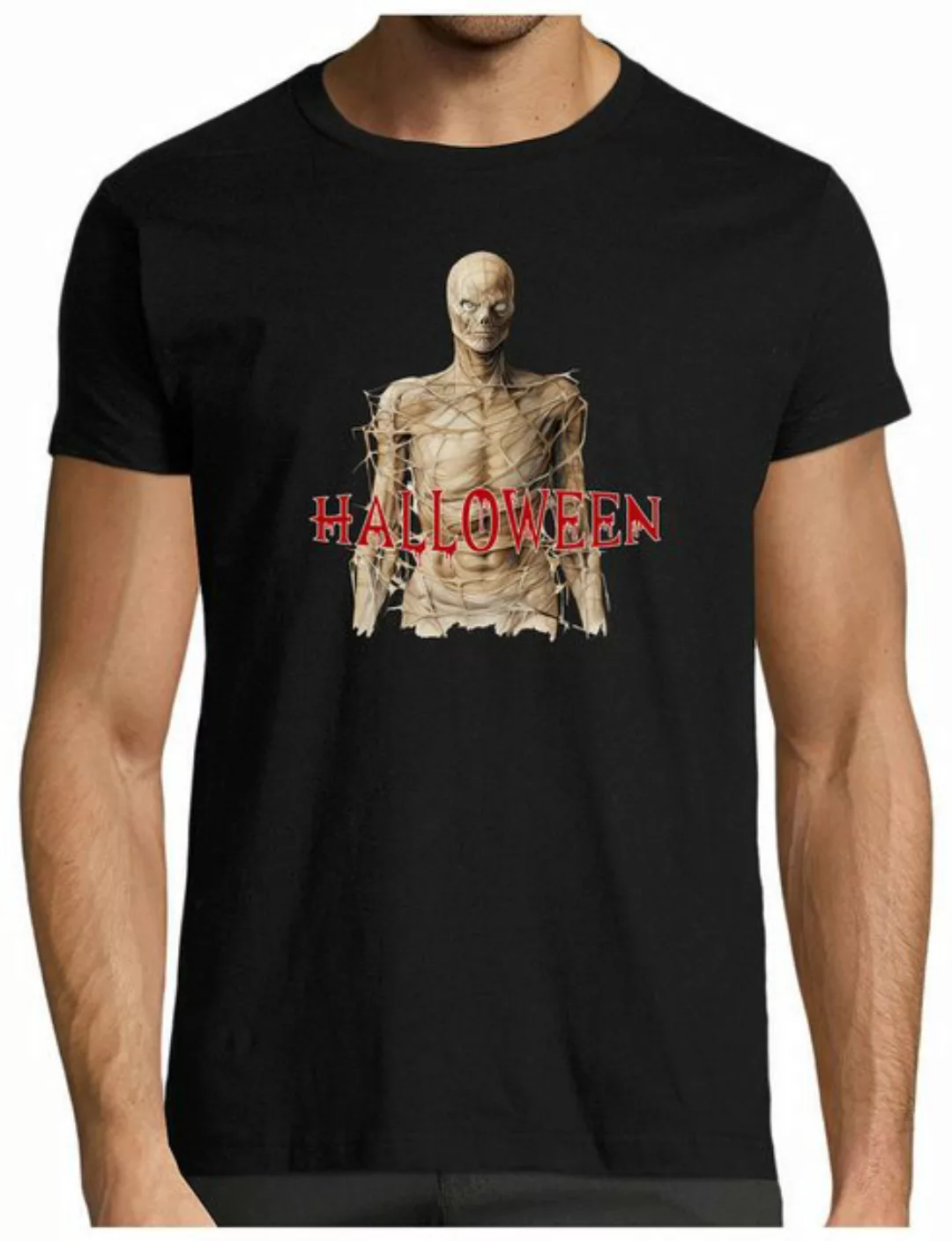 MyDesign24 T-Shirt Herren Halloween Shirt realistisch gestaltete Mumie Grus günstig online kaufen