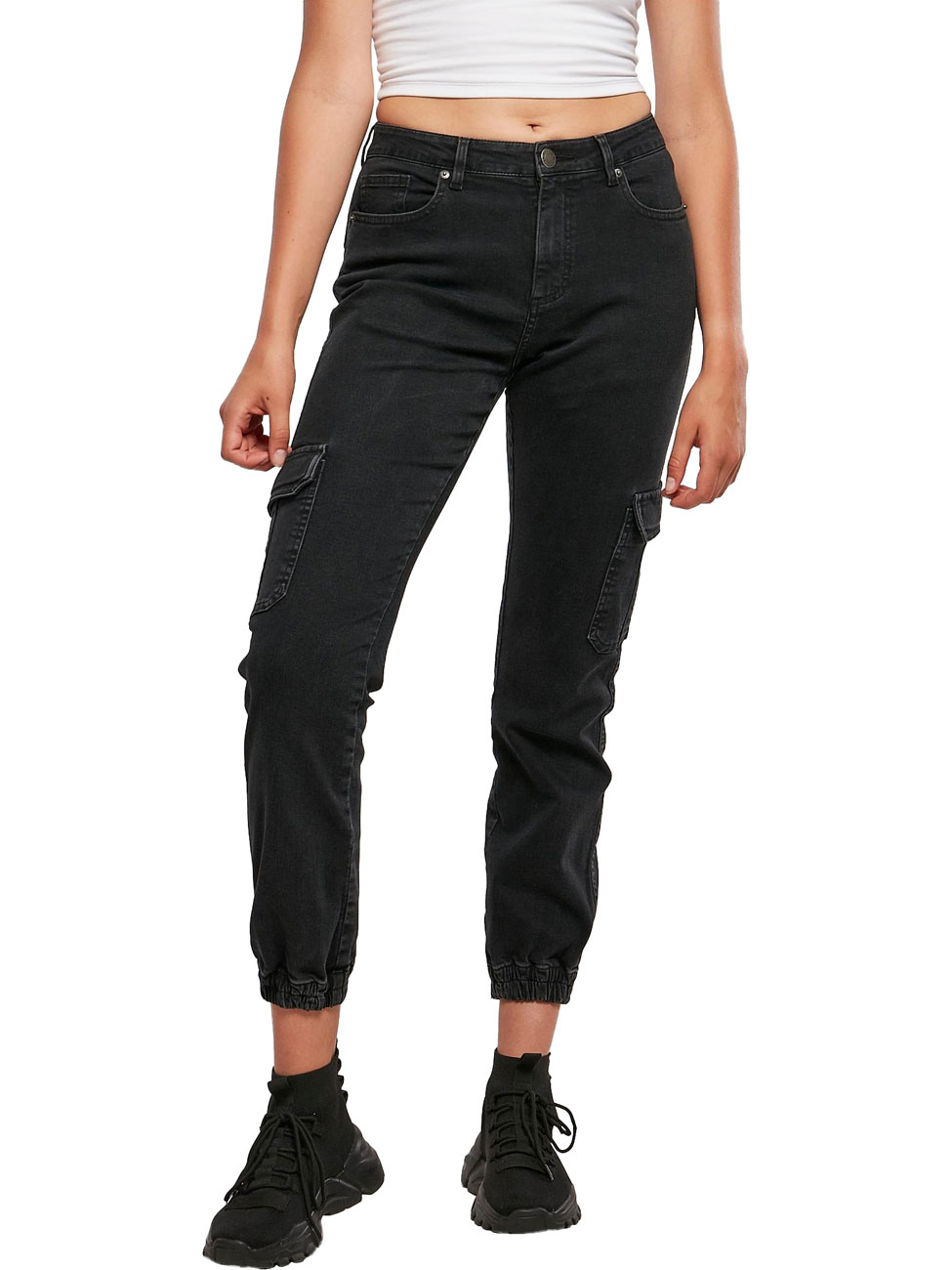 Urban Classics Damen Jeans ORGANIC STRETCH DENIM CARGO - Relaxed Fit günstig online kaufen