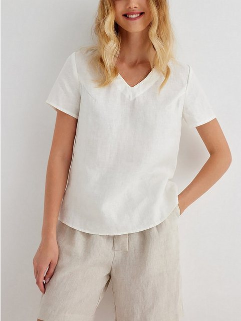 RUZU UG Blusentop Shirtbluse T-Shirt V-Ausschnitt Sommer Casual Tops Damen günstig online kaufen