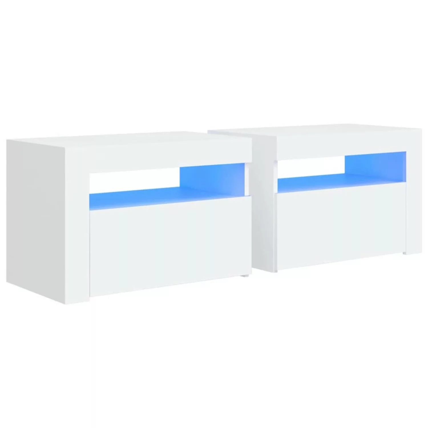 Vidaxl Nachttische 2 Stk. Mit Leds Weiß 60x35x40 Cm günstig online kaufen