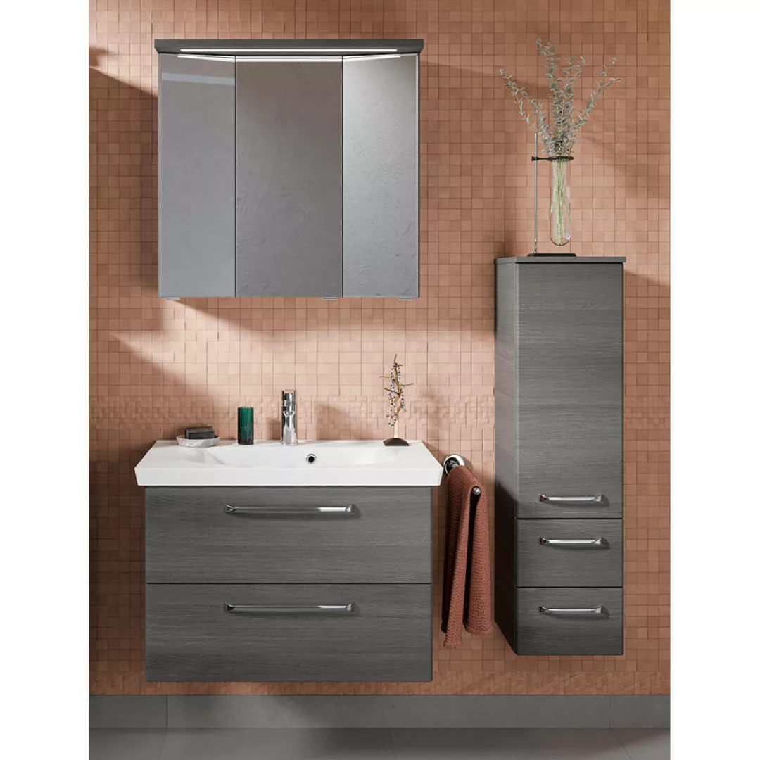 Badezimmer Komplett Set mit Mineralmarmor Waschbecken TRENTO-66 in Graphit günstig online kaufen