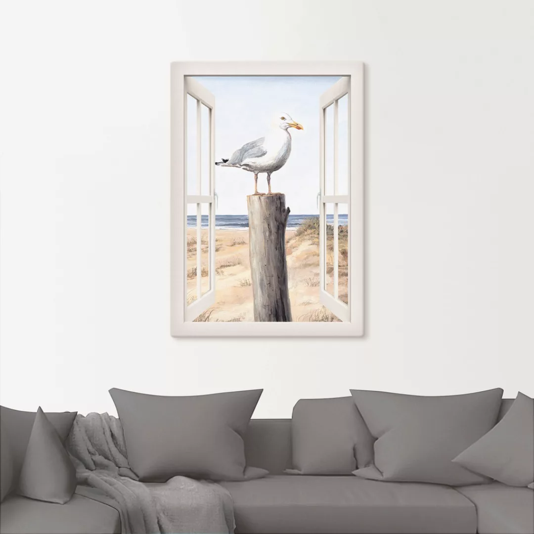 Artland Wandbild "Möwe Fensterblick", Vogelbilder, (1 St.), als Alubild, Le günstig online kaufen