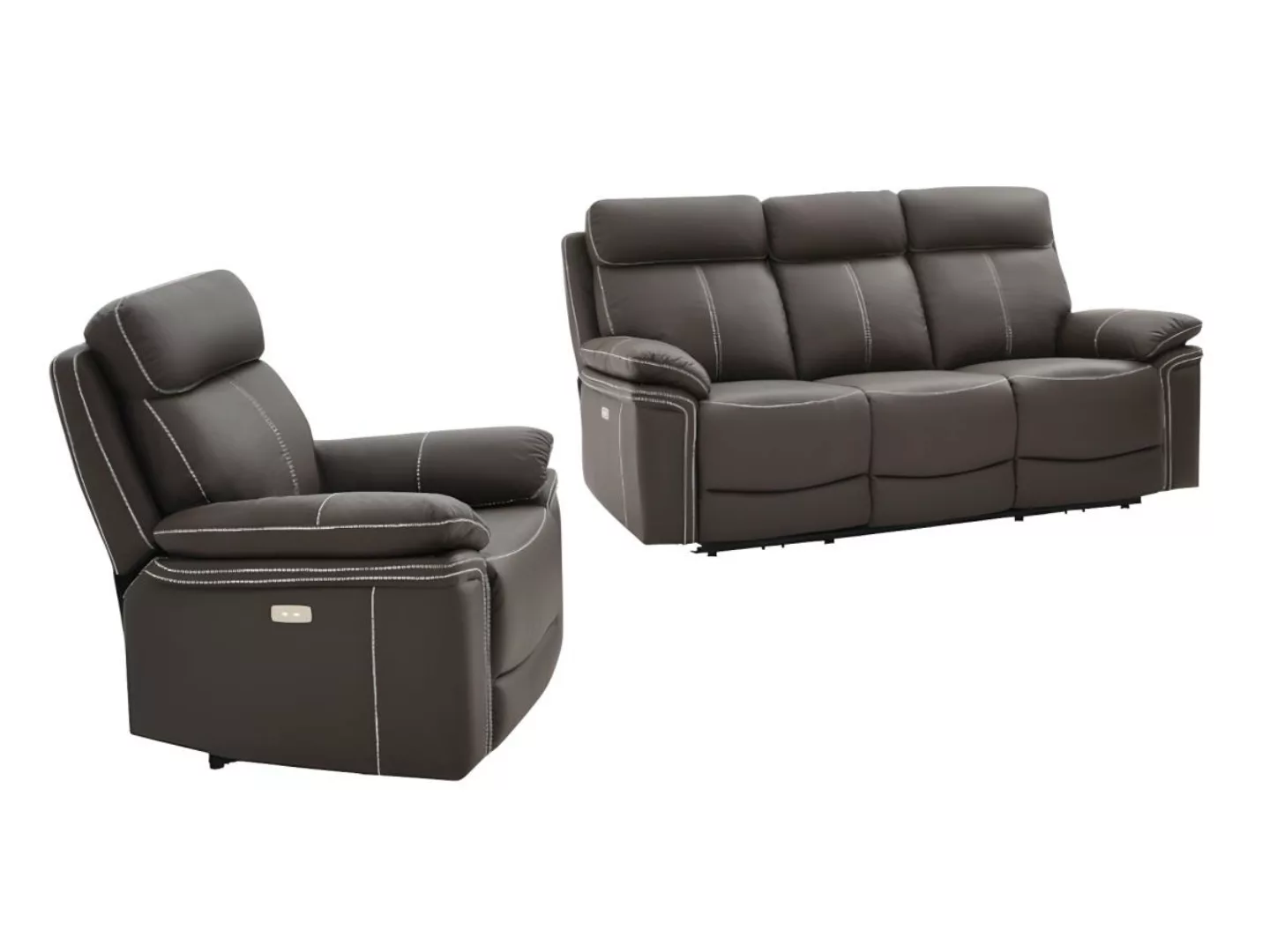 Relaxsofa elektrisch Garnitur 3+1 - Leder - Braun - ISIRIS günstig online kaufen