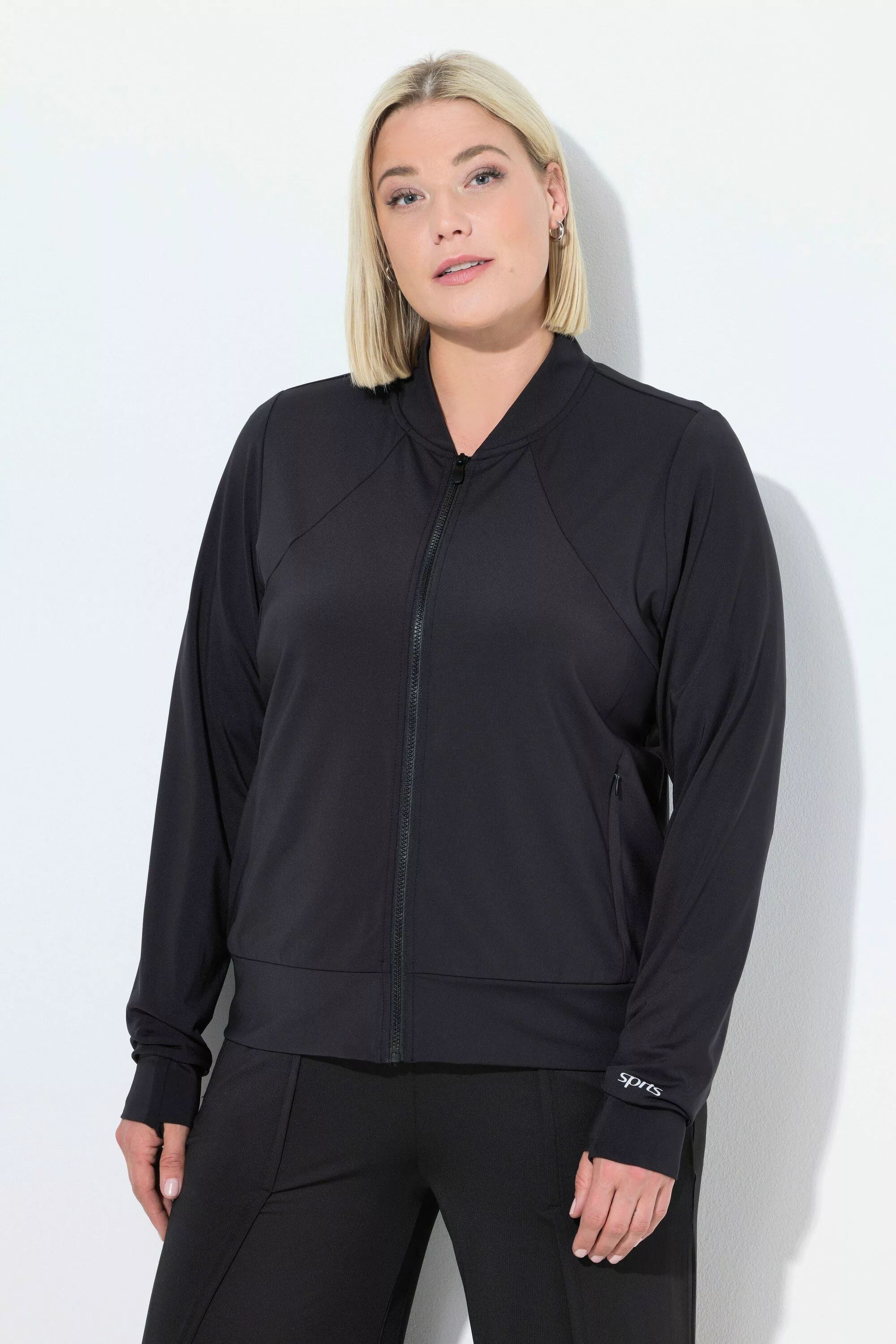 Ulla Popken Sweatjacke Funktions-Sweatjacke Collegekragen Daumenloch günstig online kaufen