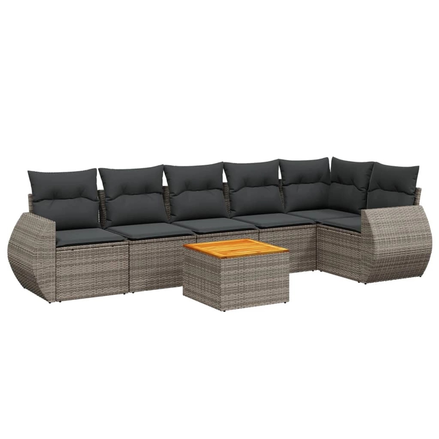 vidaXL 7-Tlg Garten-Sofagarnitur mit Kissen Grau Poly Rattan 3225017 günstig online kaufen