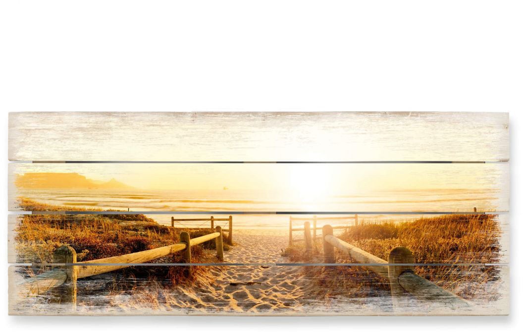 Wall-Art Holzbild "Sonnenuntergang Boho Deko", (1 St.), Vintage Holzschild günstig online kaufen