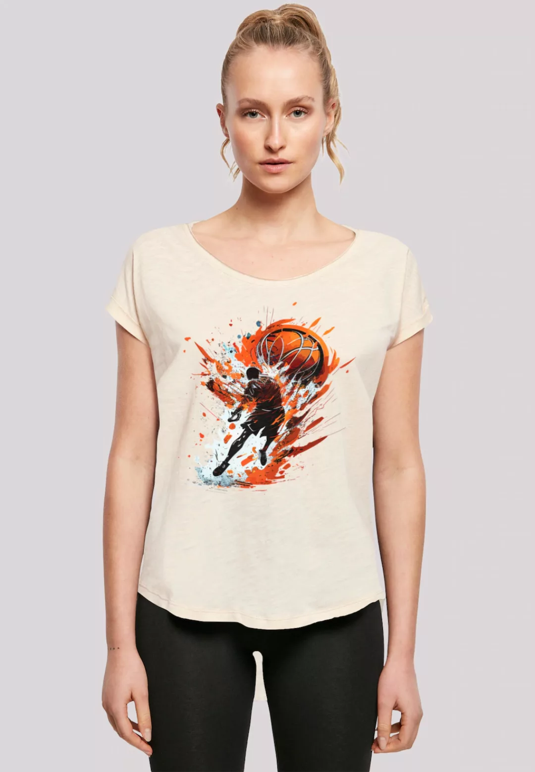 F4NT4STIC T-Shirt "Basketball Splash Orange Sport LONG", Print günstig online kaufen