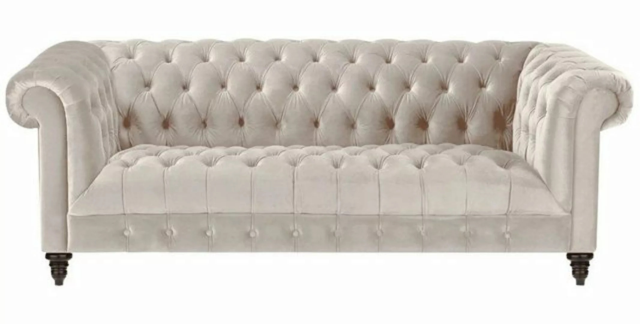 Xlmoebel Chesterfield-Sofa Luxus Chesterfield Dreisitzer Couch Beige Samt P günstig online kaufen