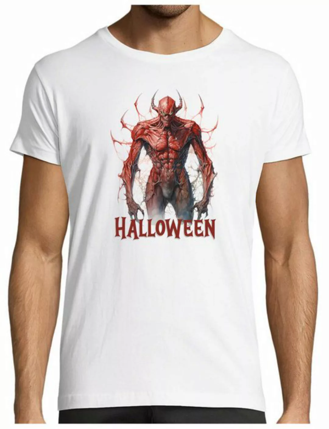 MyDesign24 T-Shirt Herren Halloween Shirt furchterregender roter Dämon Grus günstig online kaufen