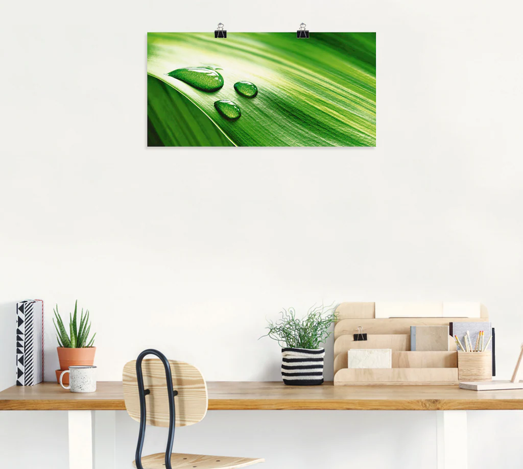 Artland Poster "Nahaufnahme eines grünen Pflanzenblattes", Blätter, (1 St.) günstig online kaufen