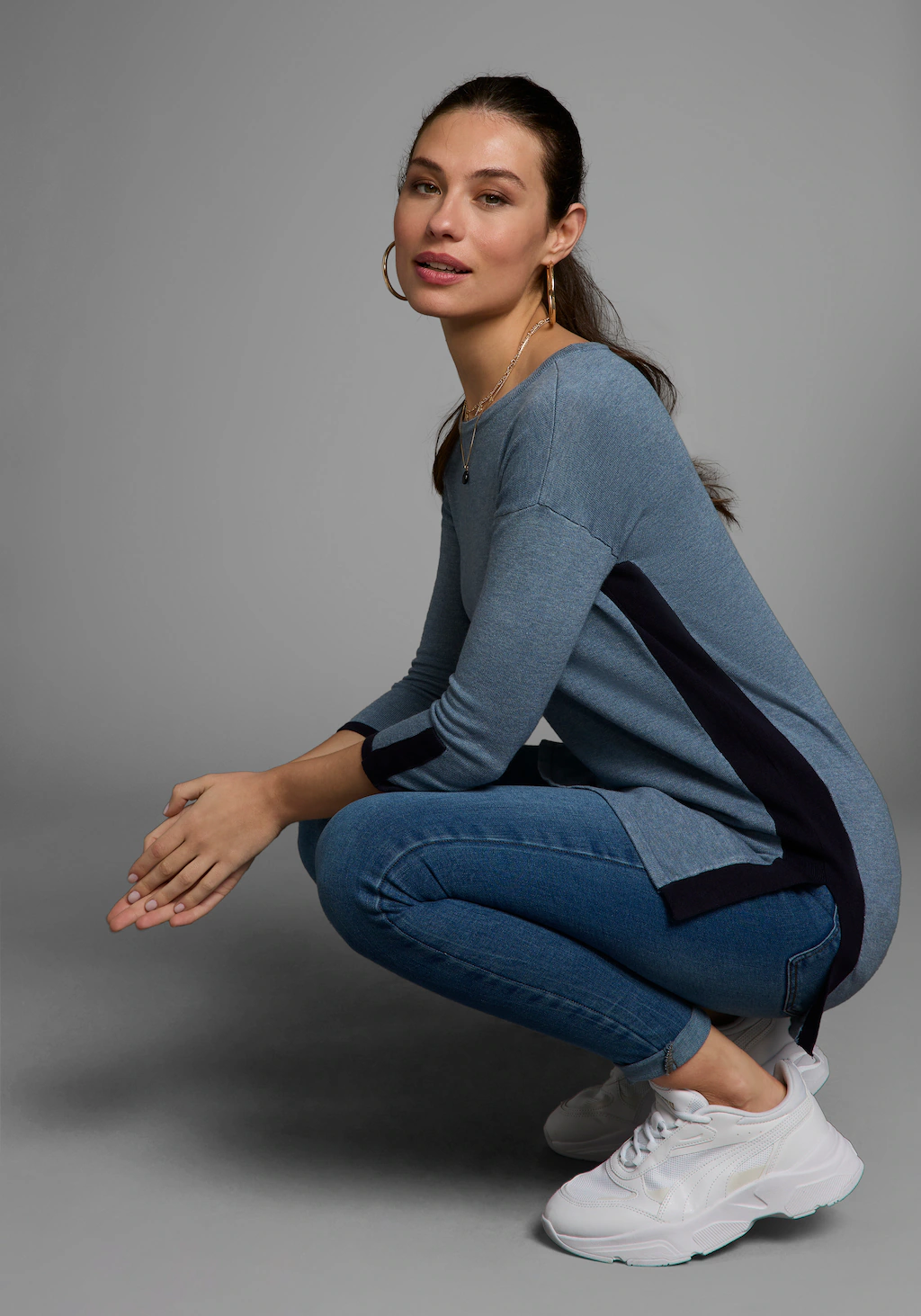 Laura Scott Longpullover, in Kontrastfarben günstig online kaufen