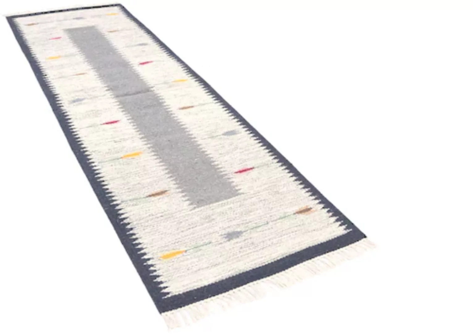 morgenland Wollteppich »Kelim Teppich handgewebt grau«, rechteckig, Kurzflo günstig online kaufen