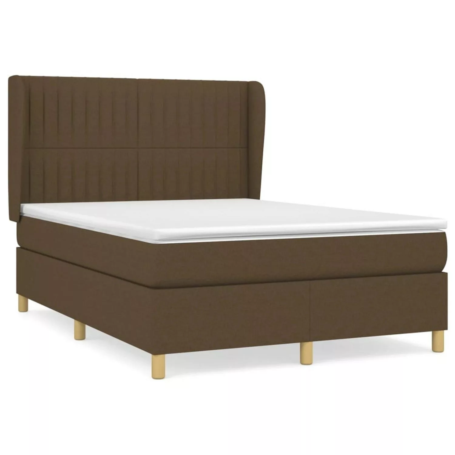 vidaXL Boxspringbett Boxspringbett mit Matratze Dunkelbraun 140x190 cm Stof günstig online kaufen