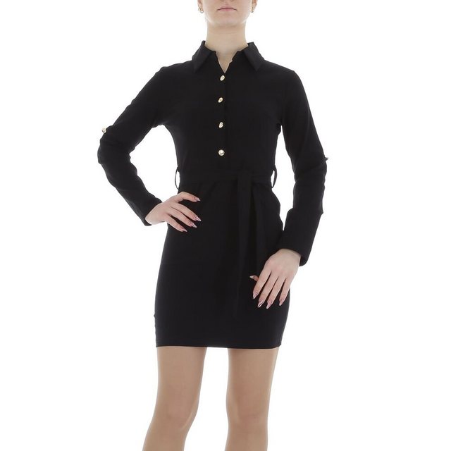 Ital-Design Minikleid Damen Freizeit Stretch Blusenkleid in Schwarz günstig online kaufen