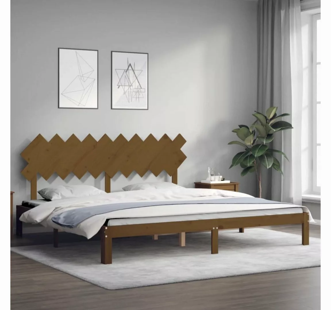 vidaXL Bett Massivholzbett mit Kopfteil Honigbraun 200x200 cm günstig online kaufen