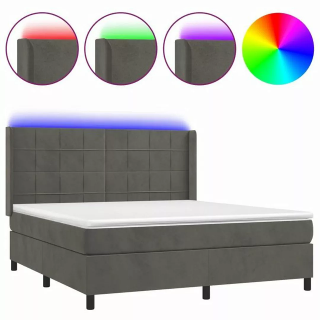 vidaXL Boxspringbett Boxspringbett mit Matratze LED Dunkelgrau 180x200 cm S günstig online kaufen