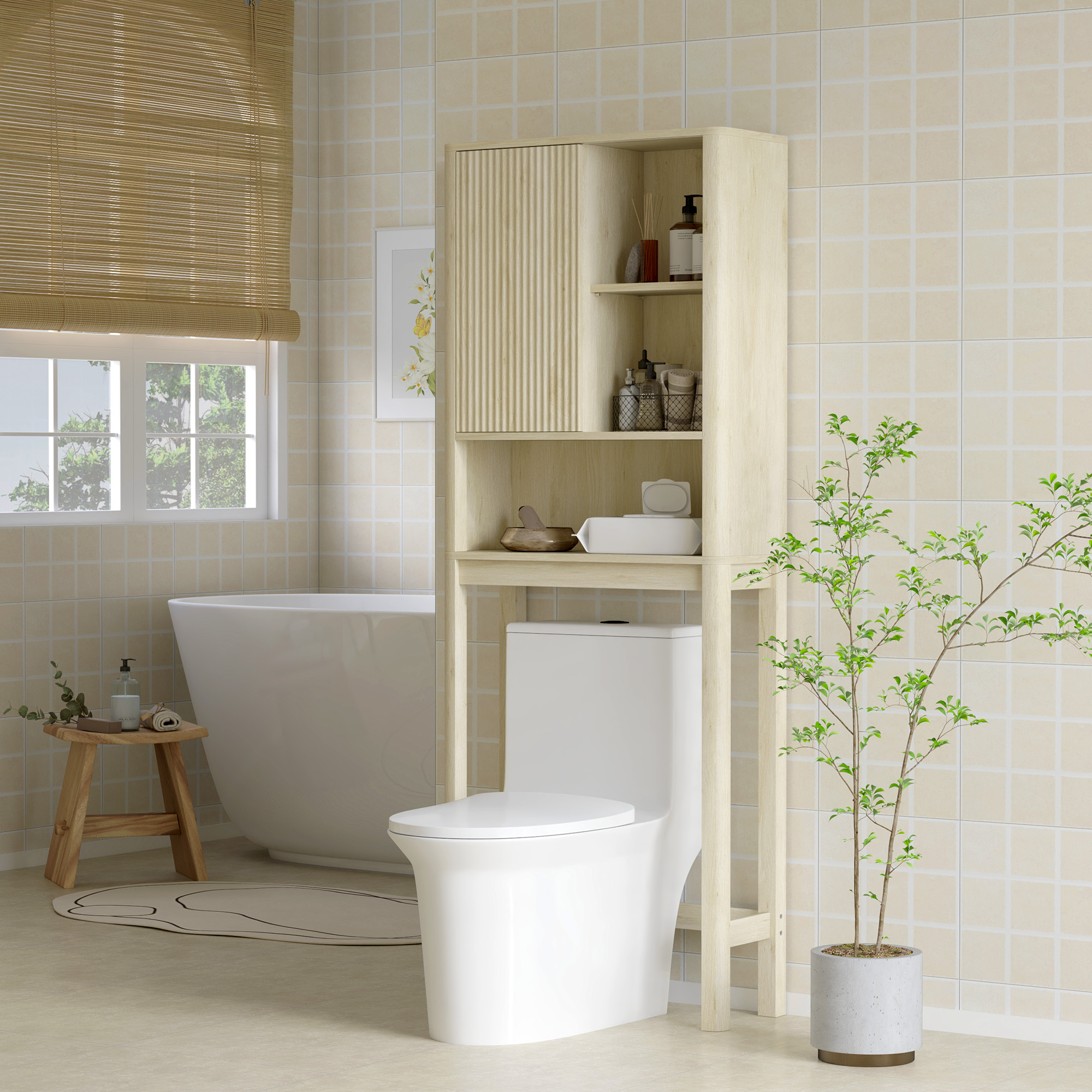 HOMCOM WC-Regal über Toilette Toilettenregal WC Aufbewahrung Badezimmer Auf günstig online kaufen