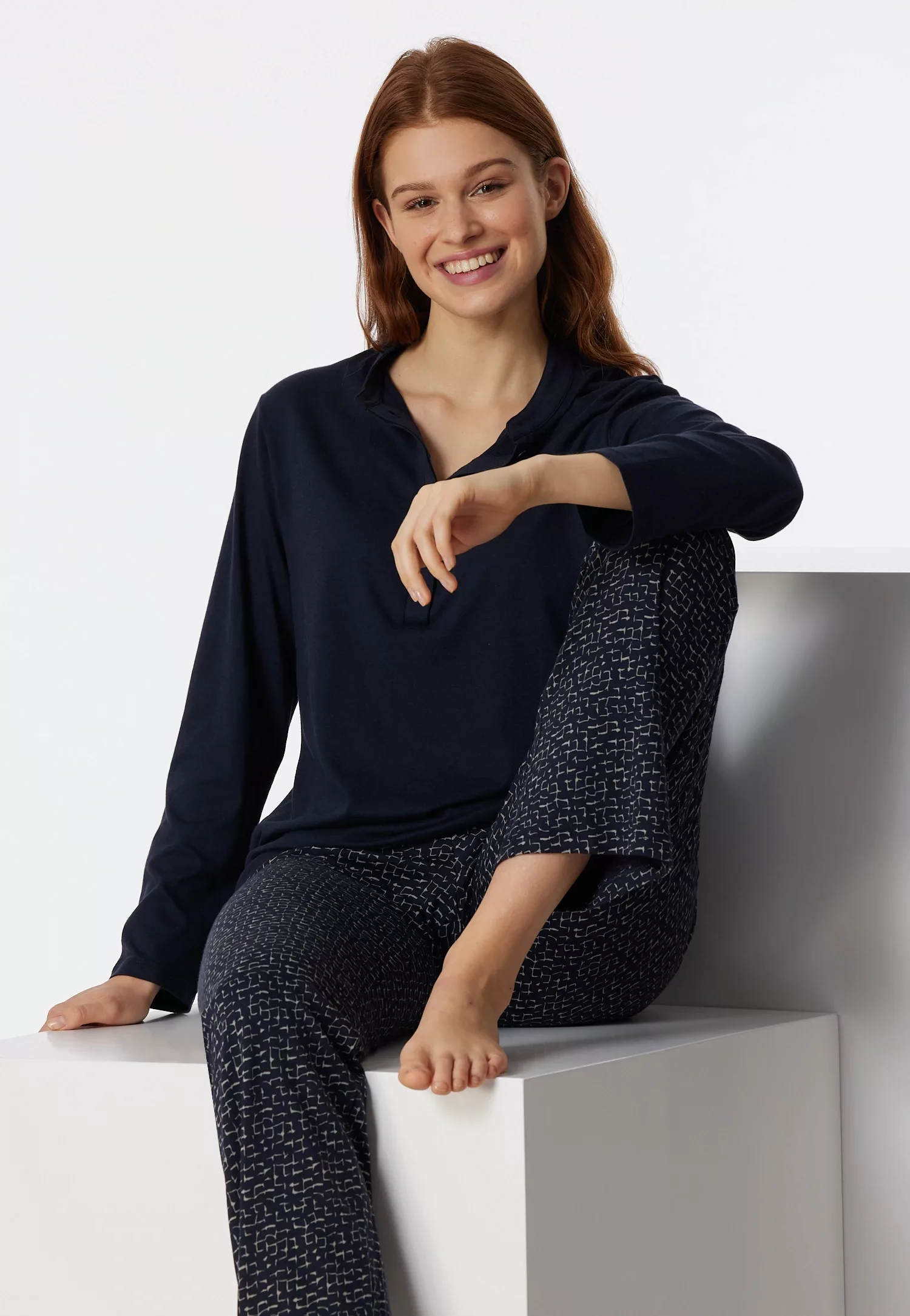 Schiesser Pyjama ""Contemporary Nightwear"", (2 tlg.), mit verspieltem Desi günstig online kaufen