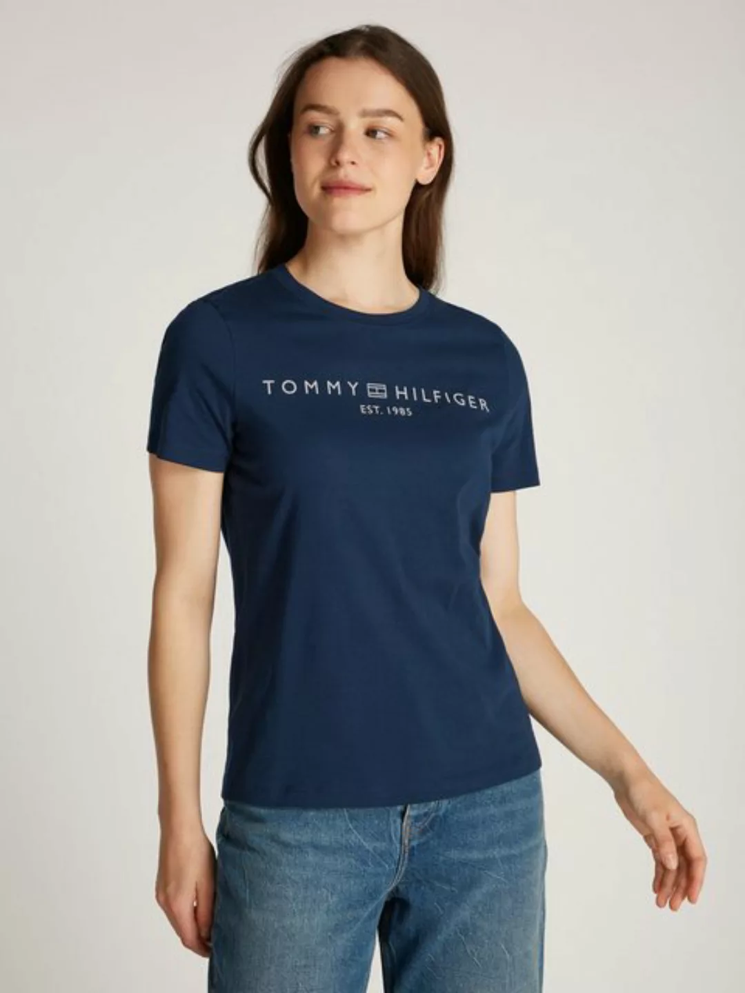 Tommy Hilfiger T-Shirt REG CORP LOGO C-NK SS mit Logoschriftzug günstig online kaufen