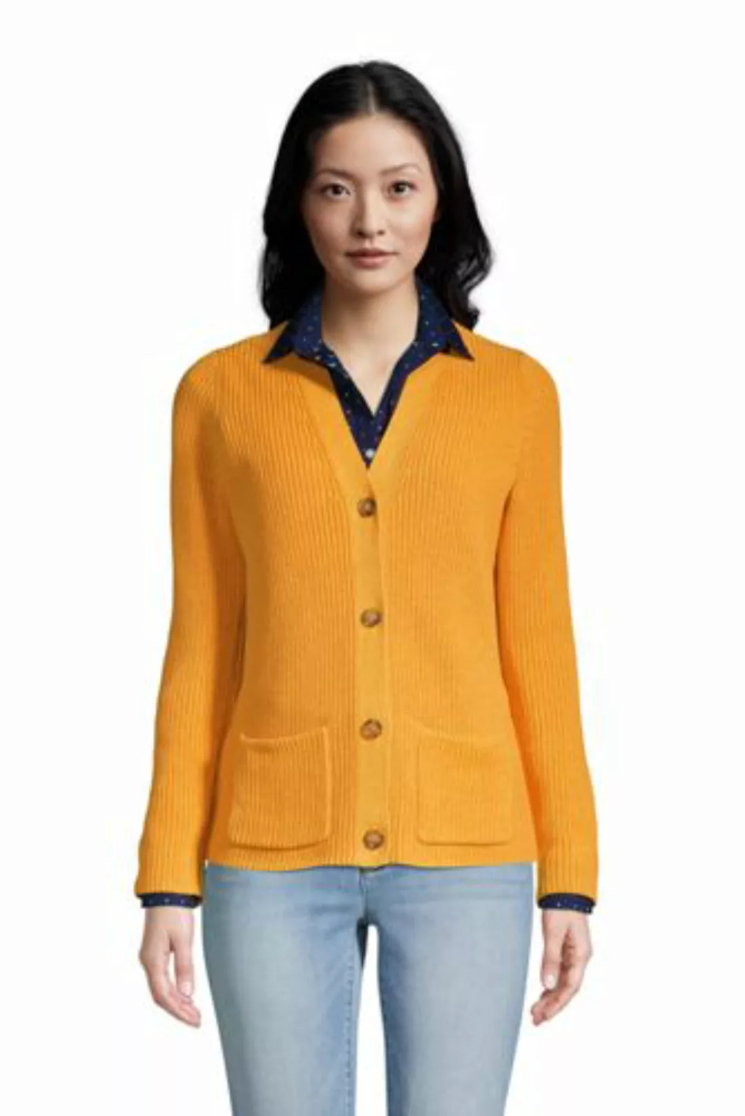 Baumwoll-Cardigan DRIFTER mit Shaker-Struktur, Damen, Größe: M Normal, Gelb günstig online kaufen