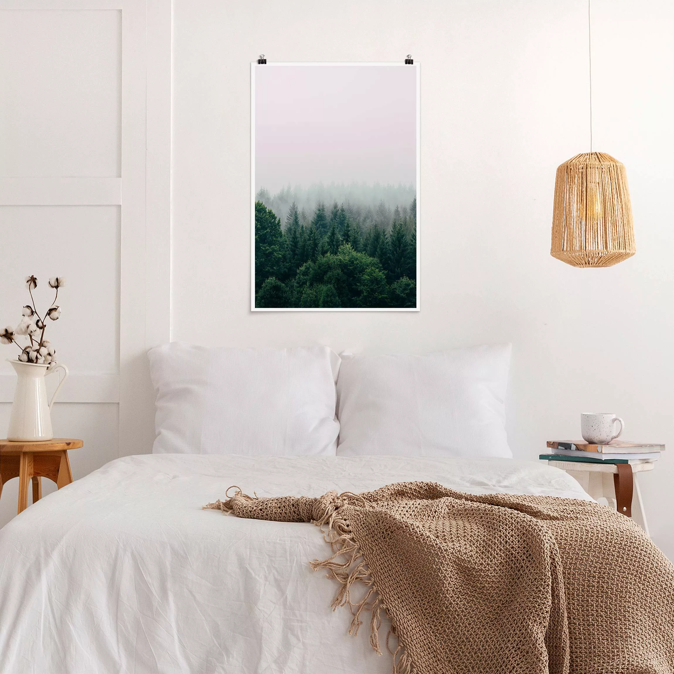 Poster Wald im Nebel Dämmerung günstig online kaufen