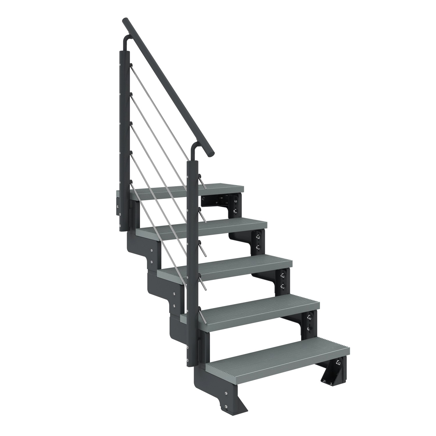 Dolle Außentreppe Gardentop Anthrazit 5 Stufen 100 cm Grau inkl. Geländer günstig online kaufen